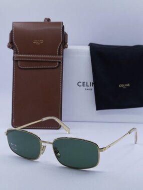 Celine CL40285U RHINESTONE TRIOMPHE 30N Rectangle Sunglasses - Gold/Green